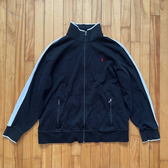Polo Ralph Lauren Other - Polo Ralph Lauren Track Jacket Black Red Pony Logo Full Zip Mens XXL